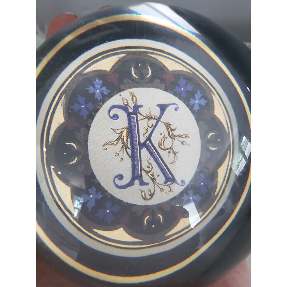 Vintage‎ Punch Studio Monogram Domed Crystal Paperweight K desk office gift work - Picture 3 of 6